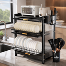 Escurridor Multifuncional Completo de Acero Inoxidable y Tapas de Vidrio +REGALO: Kit de Utensilios de Cocina